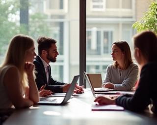 Sakura HR Solutionsのチームが会議室で戦略を話し合う様子